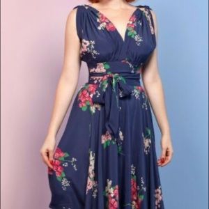 Navy Floral Dress Trashy Diva by Candice Gwinn, size 10.